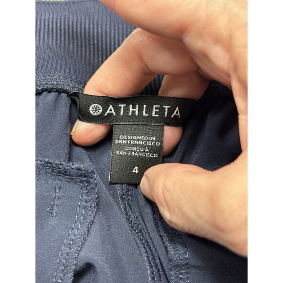 Athleta Brooklyn Ankle Pants Navy Blue 4 Pull On Pockets Stretch Lightweight - Picture 2 of 11